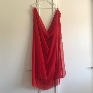 Red belly dance veil with gold trim